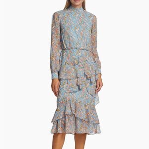 Saloni
Isa Ruffled Silk Georgette Teardrop Print Dress